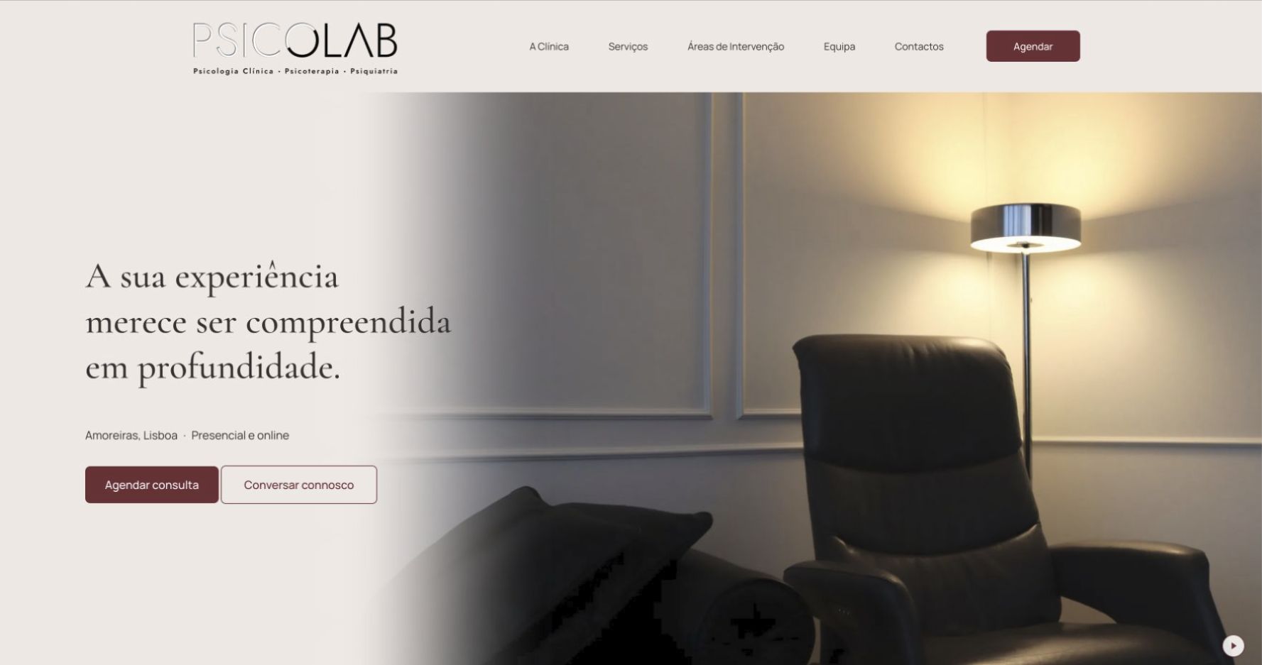 Website da clínica Psicolab